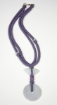 Necklace with antique jade beads, purple cord - sold